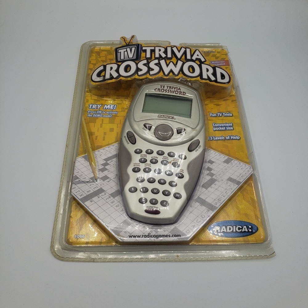 Vtg Radica TV Trivia Crossword Handheld Electronic Game Open Tested Retro‎ 2000